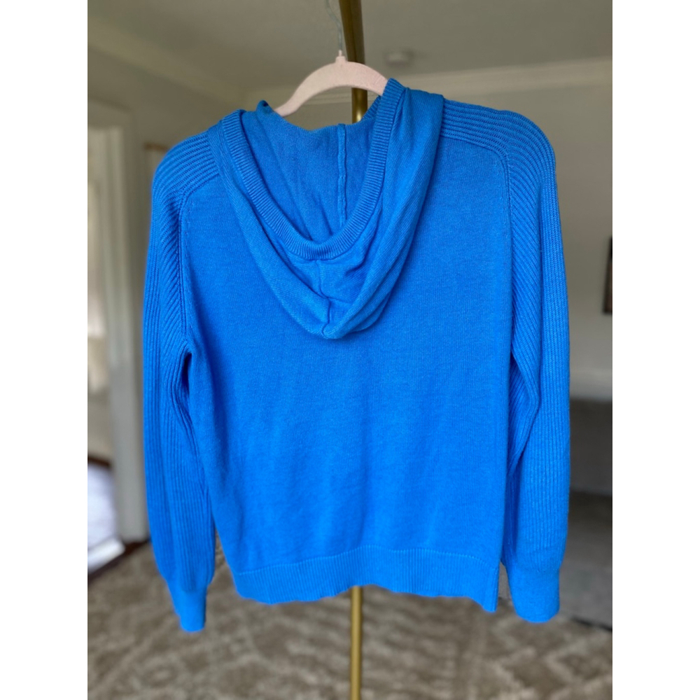 Style & Co Knit Hoodie Pullover Bright Blue Cozy Buttery Soft Ribbed M Lounge - Picture 3 of 7